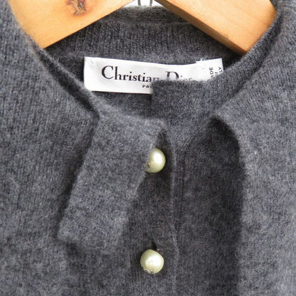 Christian Dior Cashmere Knit Pearl Button Long Sleeve 354s48am053 Sweater Gray