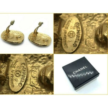 Chanel Vintage Earrings Metal Gold Red Stone — view 3