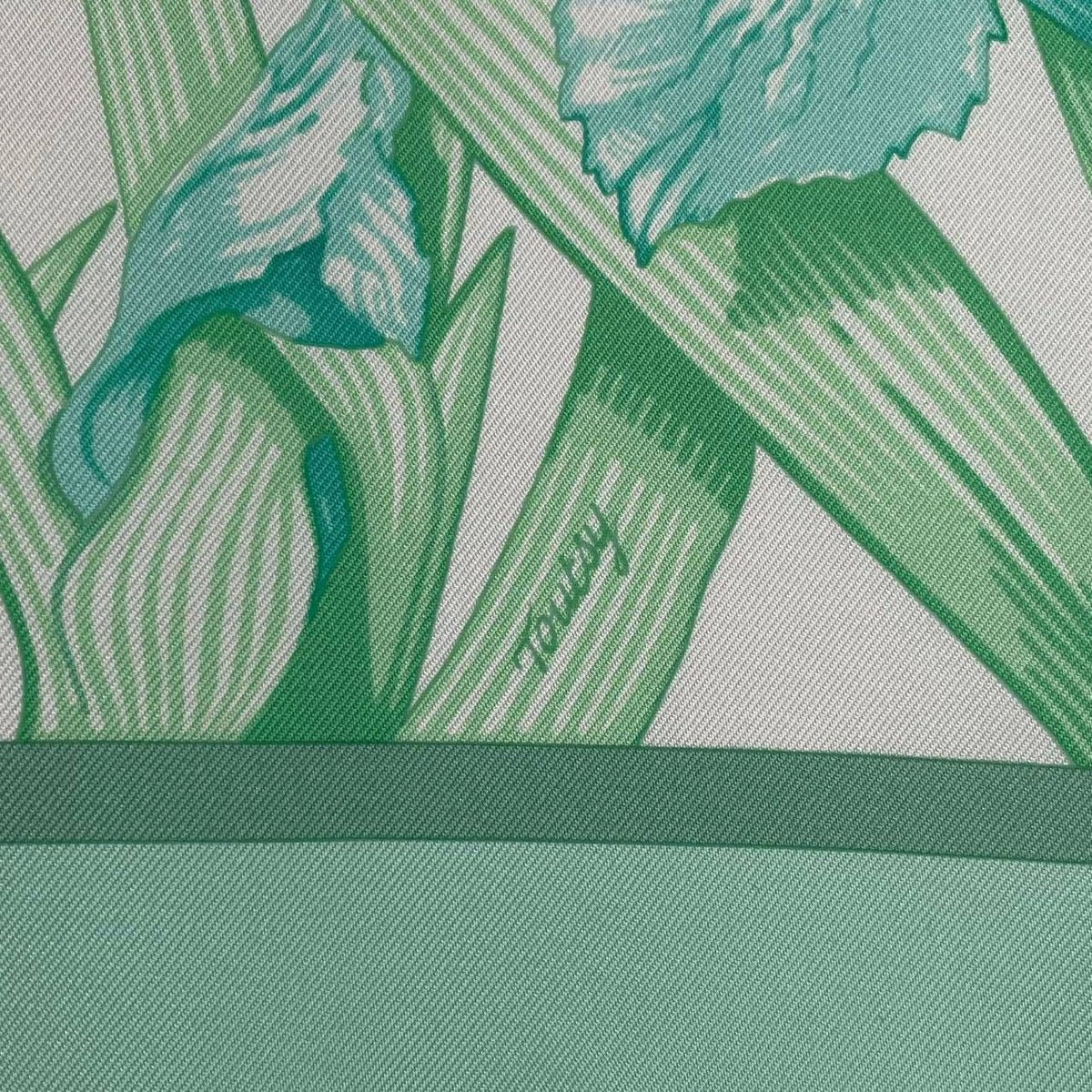 Hermes Scarf Silk Carre 90 Au Bord de L'eau by the River Jade Bird Green — view 9