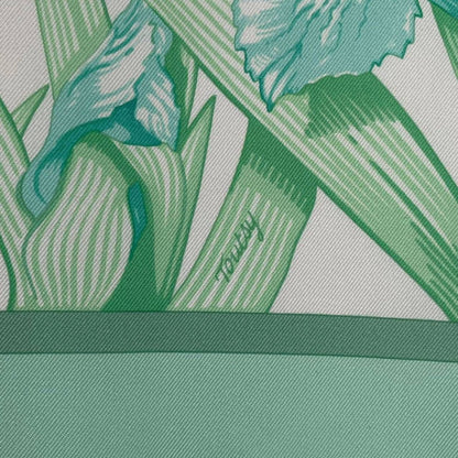 Hermes Scarf Silk Carre 90 Au Bord de L'eau by the River Jade Bird Green — view 9