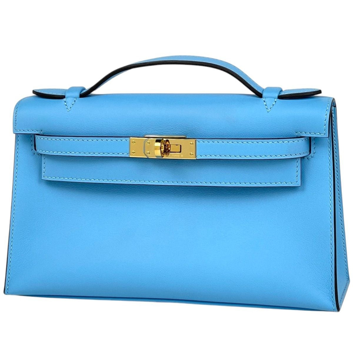 Hermes Pochette Kelly Handbag Voswift Blue Aztec