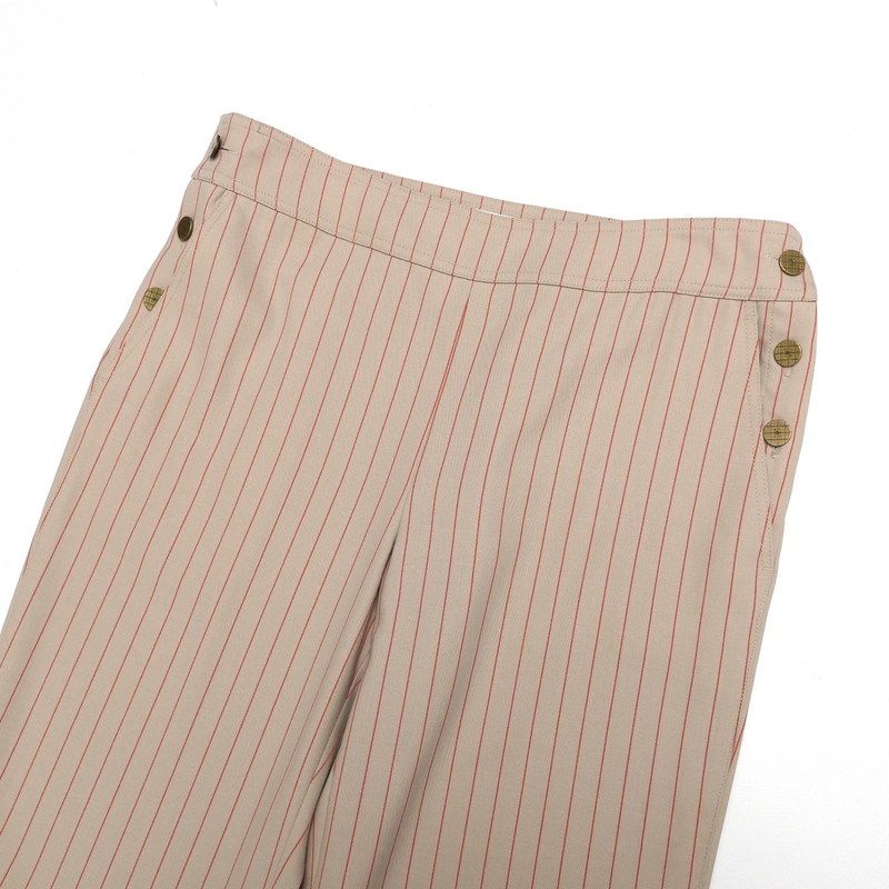 Chanel Pants Size 40 Striped Pattern CC Logo Coco Mark Button Made In Italy