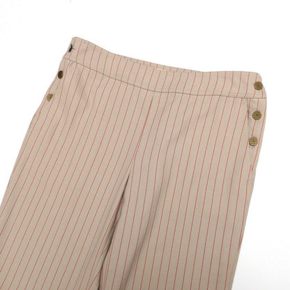 Chanel Pants Size 40 Striped Pattern CC Logo Coco Mark Button Made In Italy
