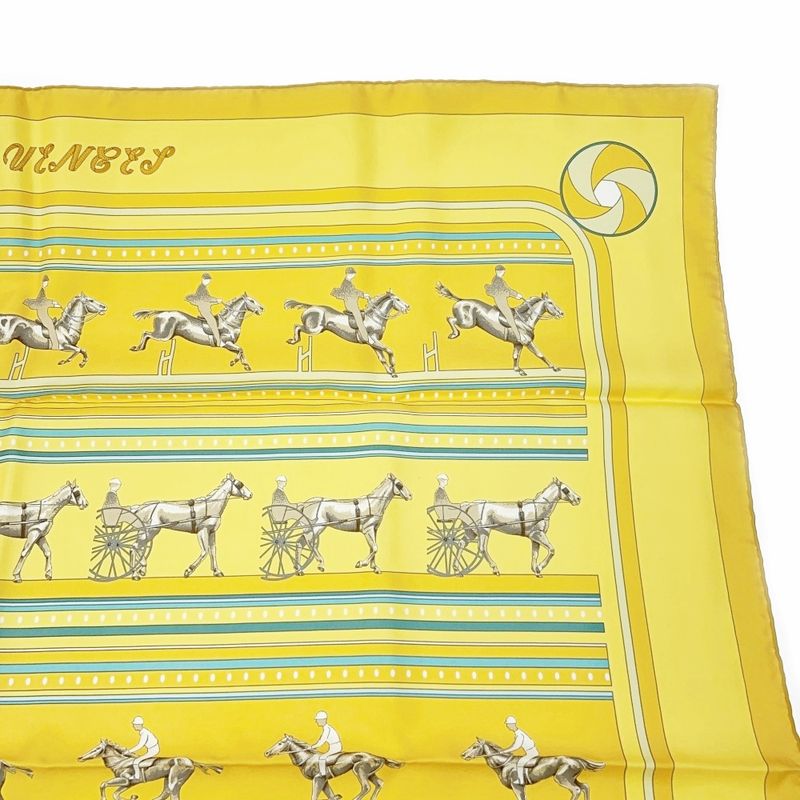 Hermes Silk Carré 90 Sequences Scarf Yellow 410946 Scarf