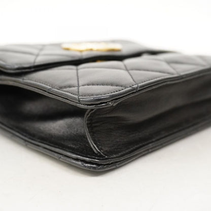 Chanel Shoulder Bag Matelasse Lambskin Black Gold Hardware Women