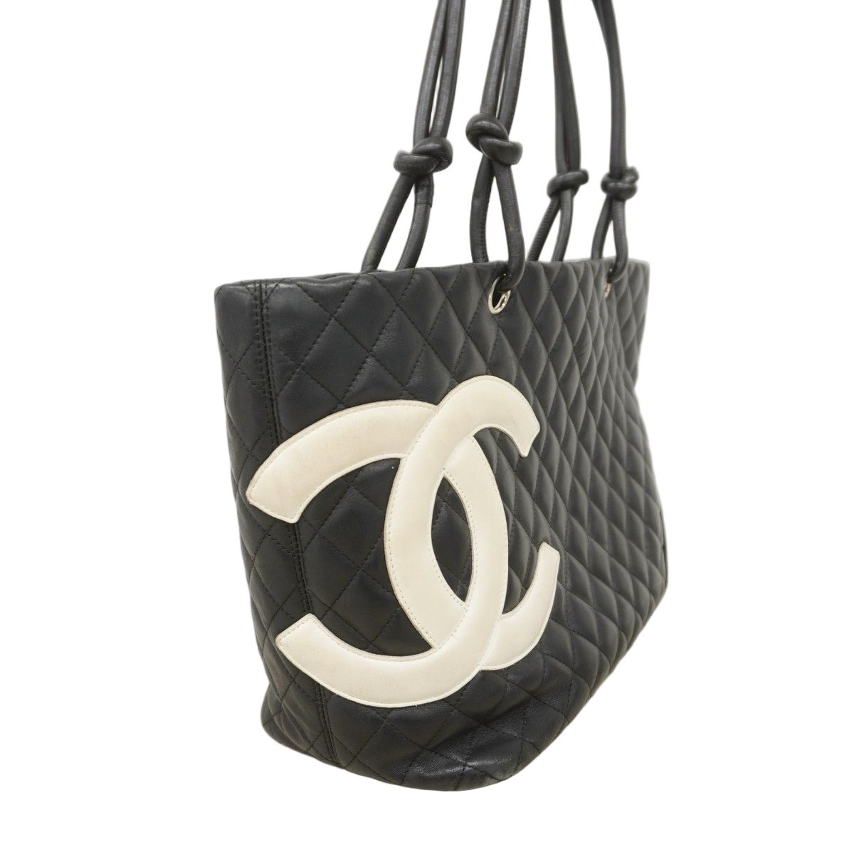 Chanel Tote Cambon Lambskin Black White Silver — view 2