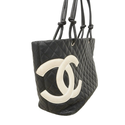 Chanel Tote Cambon Lambskin Black White Silver — view 2