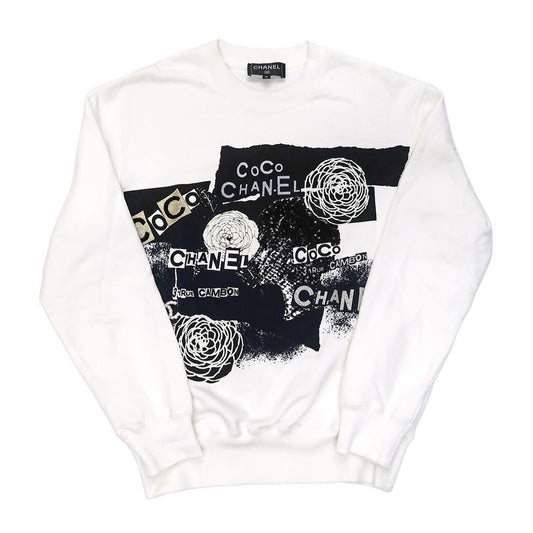 Chanel Sweatshirt Sequin M Size White Cotton