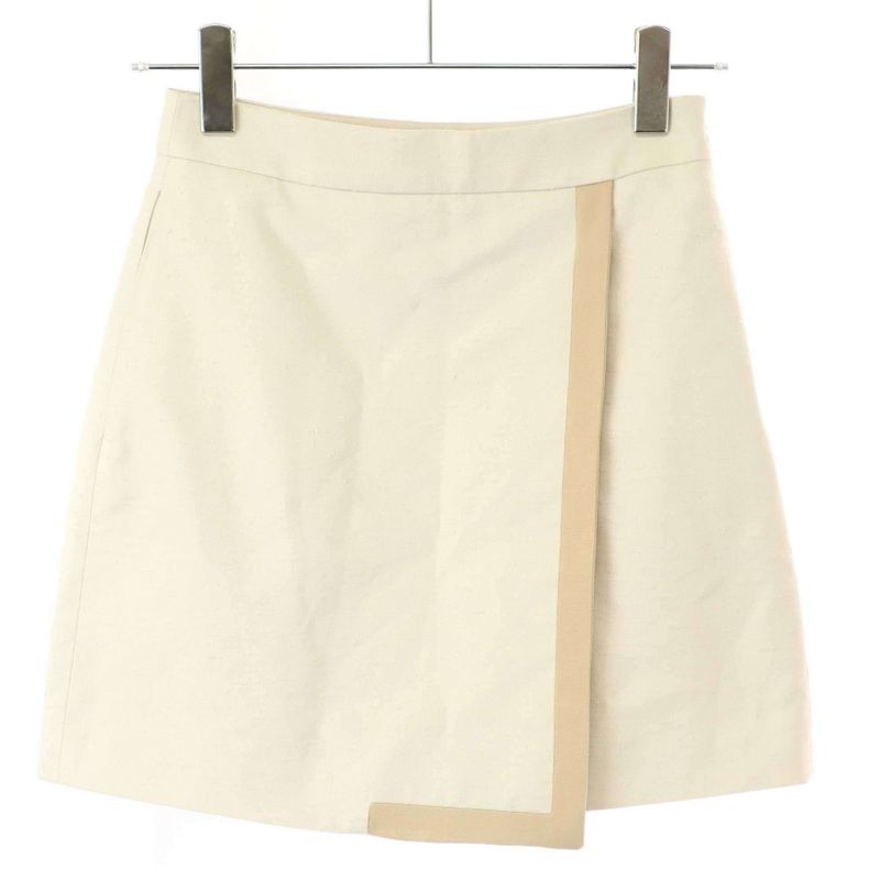 Fendi 24 SS Canvas Mini Skirt Fq7583 aw Zw Beige 36