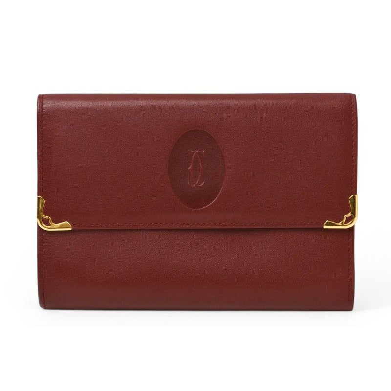 Cartier Folded Wallet Trifold Vintage Must de Cartier Bordeaux