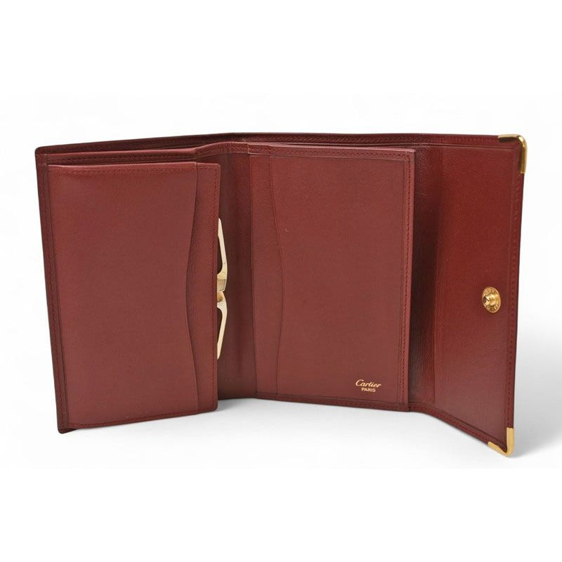 Cartier Folded Wallet Trifold Vintage Must de Cartier Bordeaux — view 10