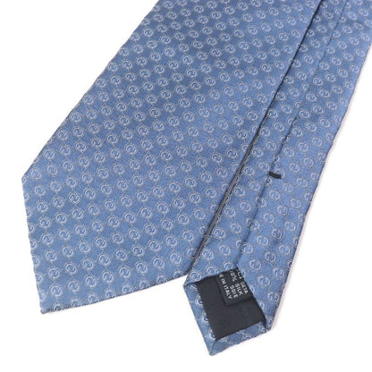 Gucci 100% Silk GG Logo All-over Pattern Cles Str Wide Tie Light Blue Made In