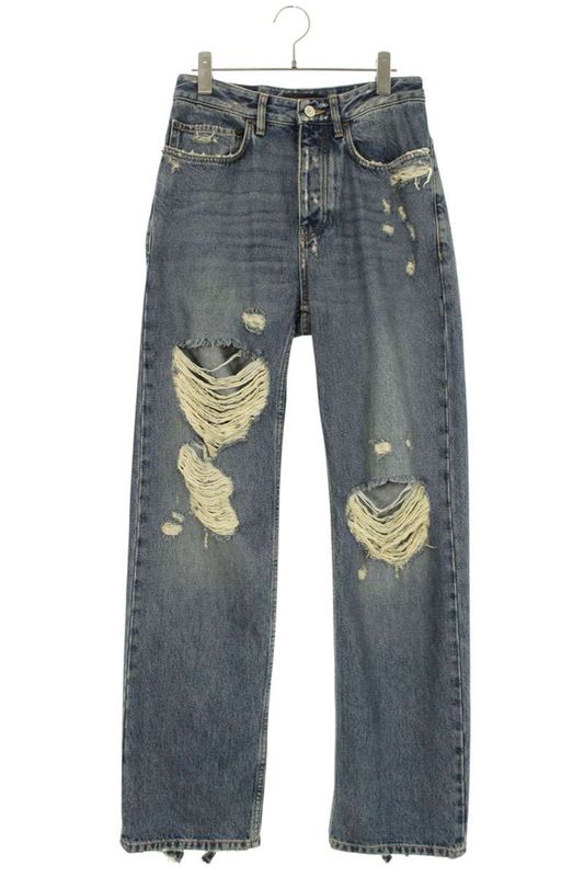 Balenciaga 745151 Thw25 Destroyed Denim Pants Men's XXS