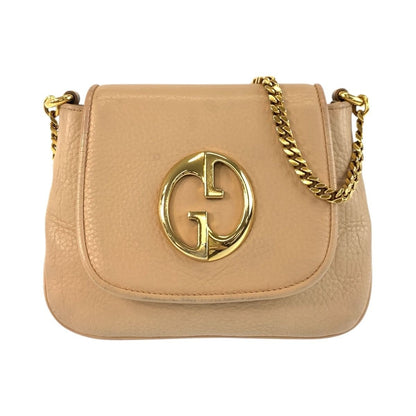 Gucci Double Beige Gold Leather Chain Shoulder Bag Pochette