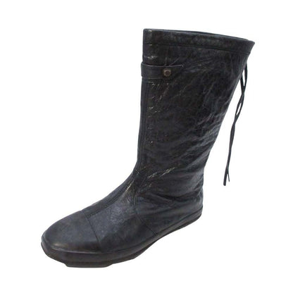 Balenciaga Back Zip Boots Flat Shoes Leather 36 Black