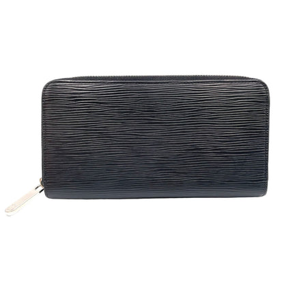 Louis Vuitton Zippy Wallet Epi Noir Leather Black Zip Around Silver