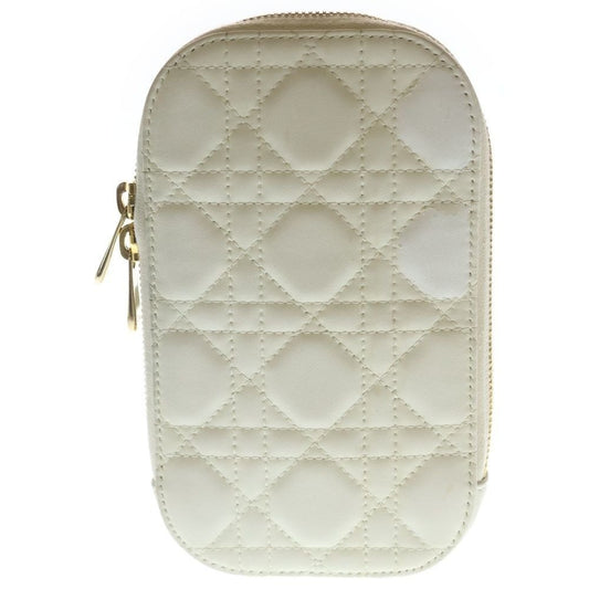 Dior Phone Shoulder Chain Mini Bag White Leather Gold