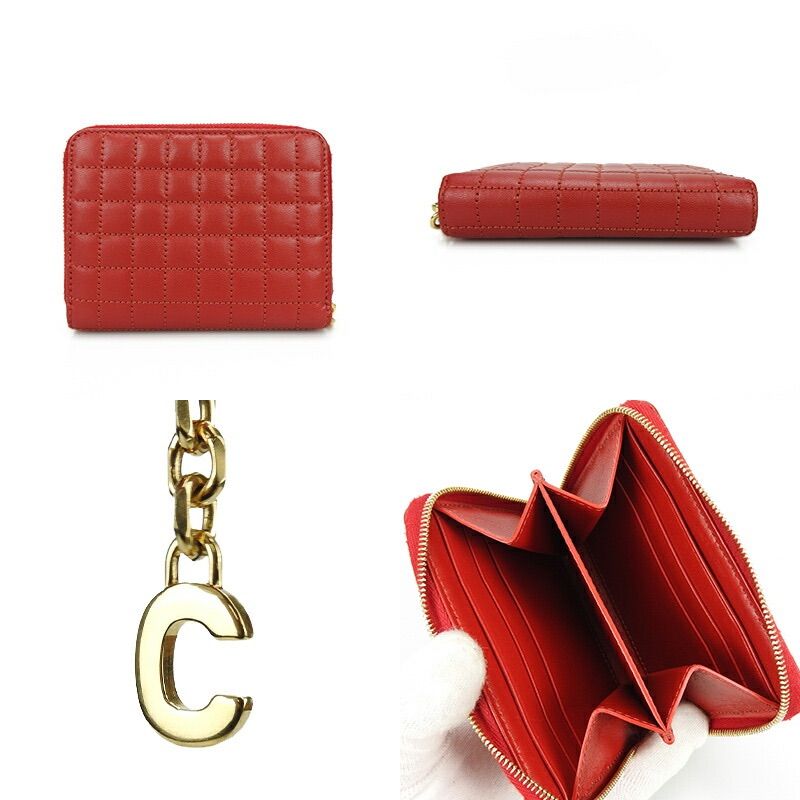 Celine Compact Zipped Wallet Celine 10b663bfl.27ed Ccharm Calfskin Red Ghardware