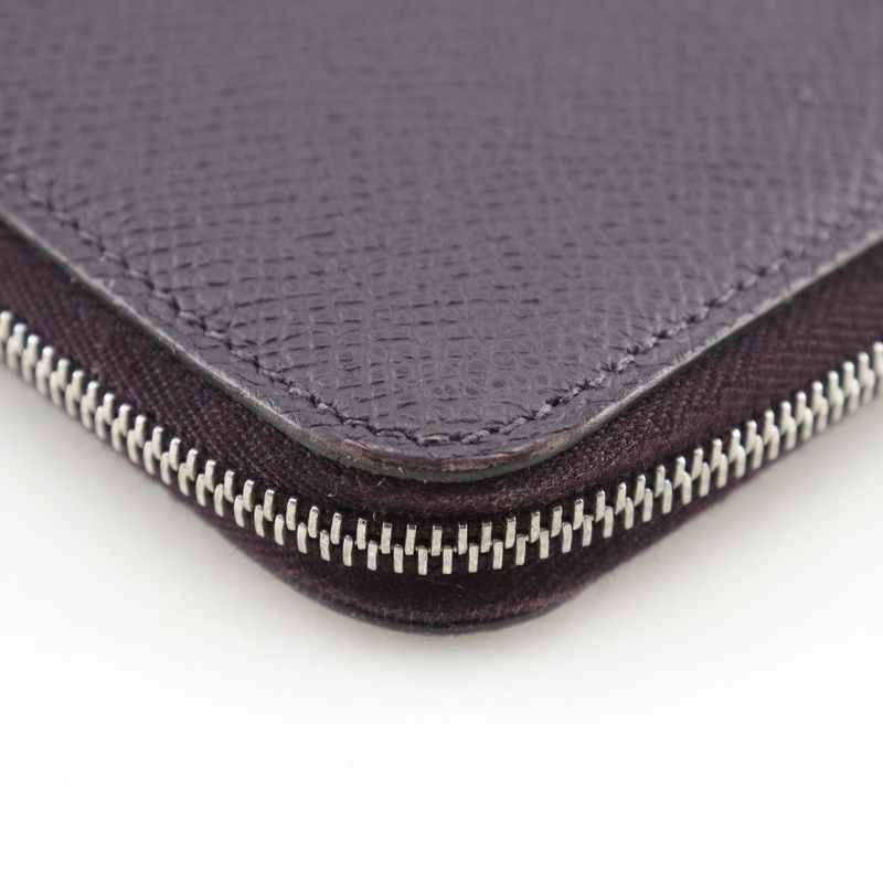 Hermes Azap Long Silk-in Vaux-epson Cassis Purple D Women Long Wallet