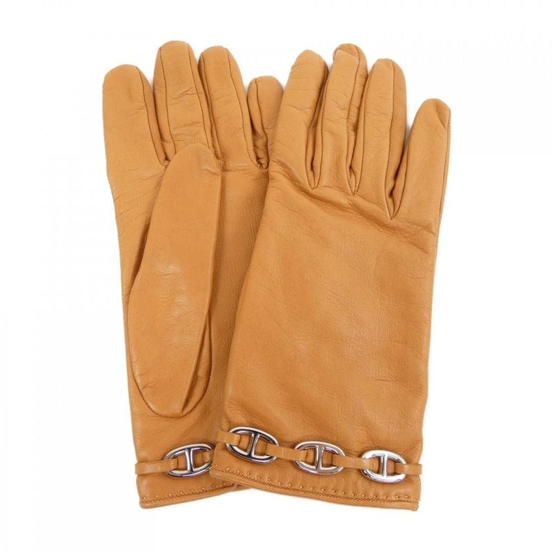 Hermes Tan Leather Gloves
