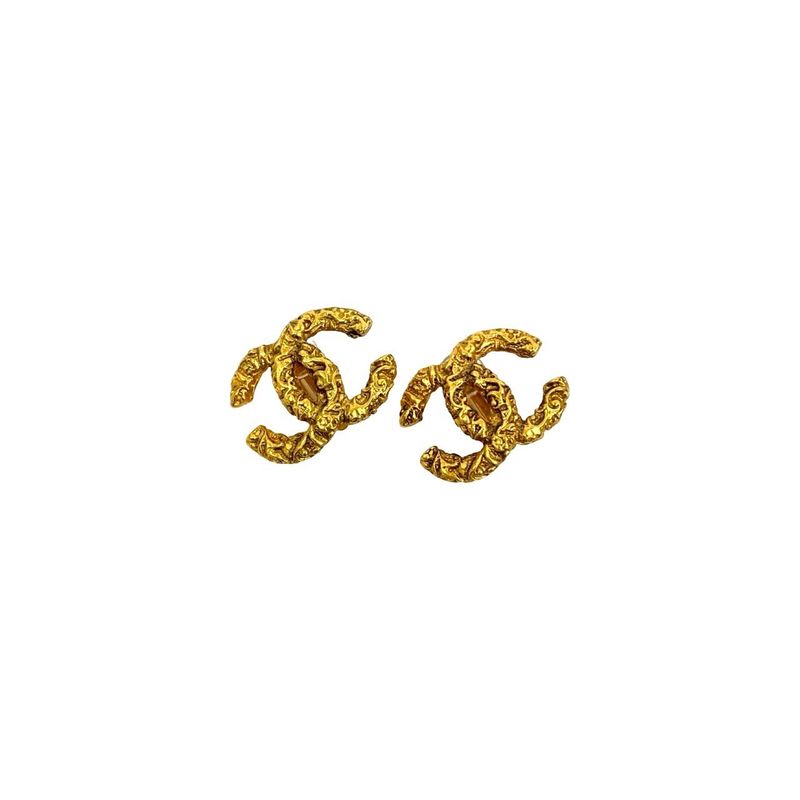 Chanel Vintage Coco Mark Motif Earrings Ear Cuff Accessory 93A