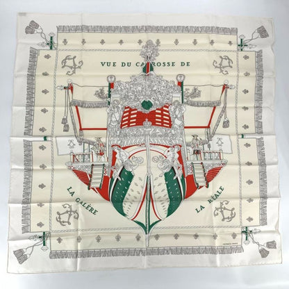 Hermes Carre 90 VUE DU Carrosse DE LA Galere LA Reale Queen's Coronation White