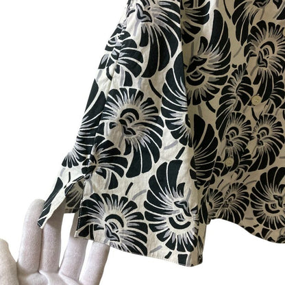 Prada Flower Print Sleeveless Shirt Blouse Size 38 White Black Women's Used