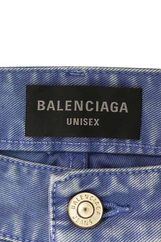 Balenciaga 786468 Tqw53 Graphic Washed Denim Pants Men's XS