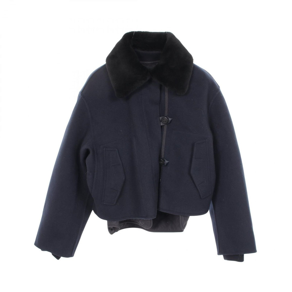 Hermes Short Modular Black Navy Cashmere Double Face Jacket &