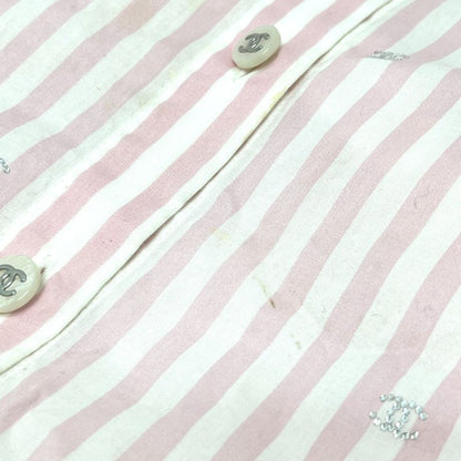 Chanel Short Sleeve Shirt Coco Beach Stripe P76220 Cotton Pink