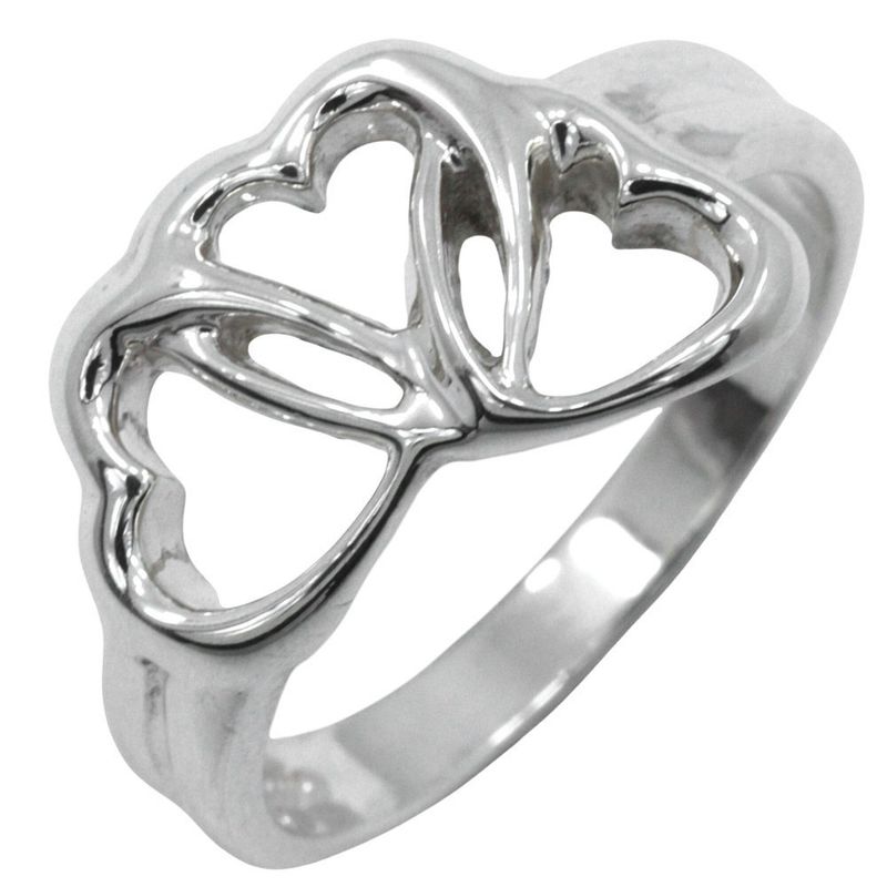 Tiffany & Co Triple Heart Silver 925 Size 12.5 Ladies' 2.9g Ring