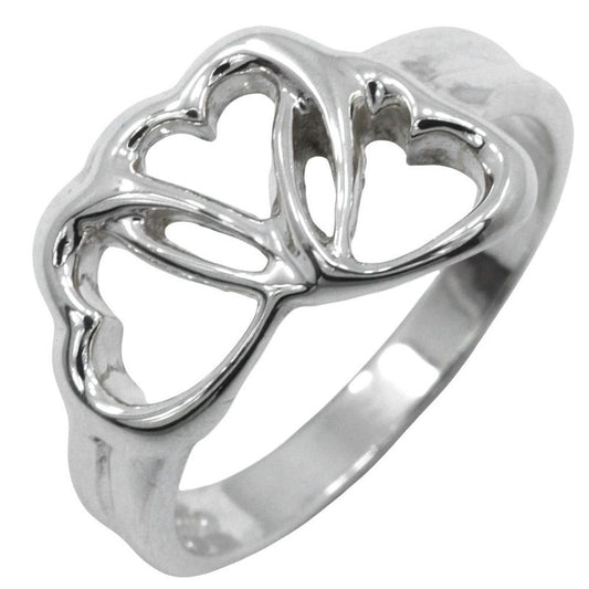 Tiffany & Co Triple Heart Silver 925 Size 12.5 Ladies' 2.9g Ring