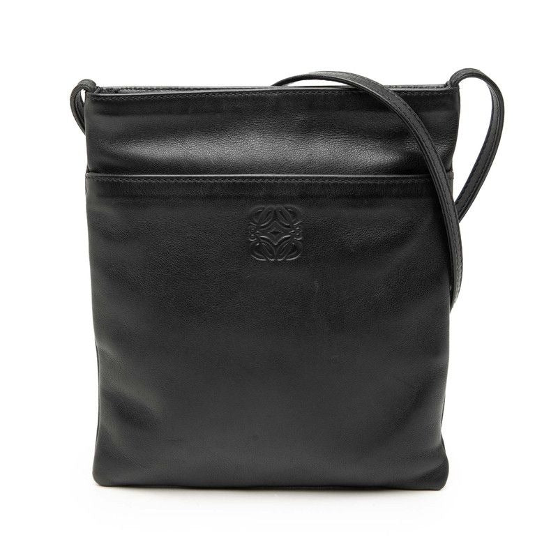 Loewe Anagram Crossbody Shoulder Bag Pochette Black Leather