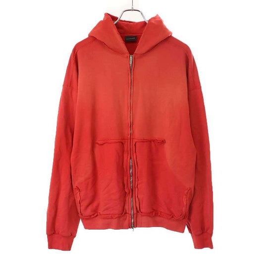 Balenciaga 23ss Tape Type Ripped Pocket Hoodie Zip-Up Vintage Finish Hoodie