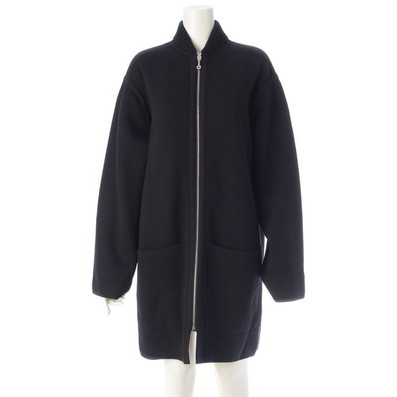 Hermes Wool Bias H Knit Zip Up Coat Outerwear 4 H2102 D2 Black 36