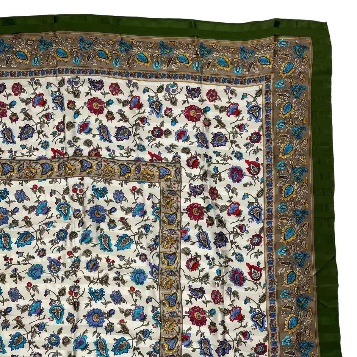Celine Large Scarf 100% Silk Floral Pattern Green — view 3