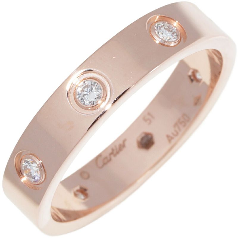 Cartier Ring 18K Pink Gold 8P Diamonds (total 019ct) Love Ring Small Model Mini