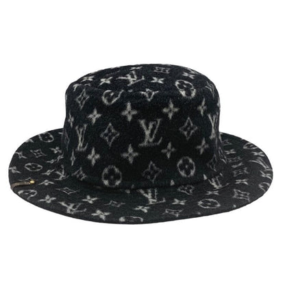 Louis Vuitton Bob Carey On Monogram Hat Wool Black White Bucket Reversible