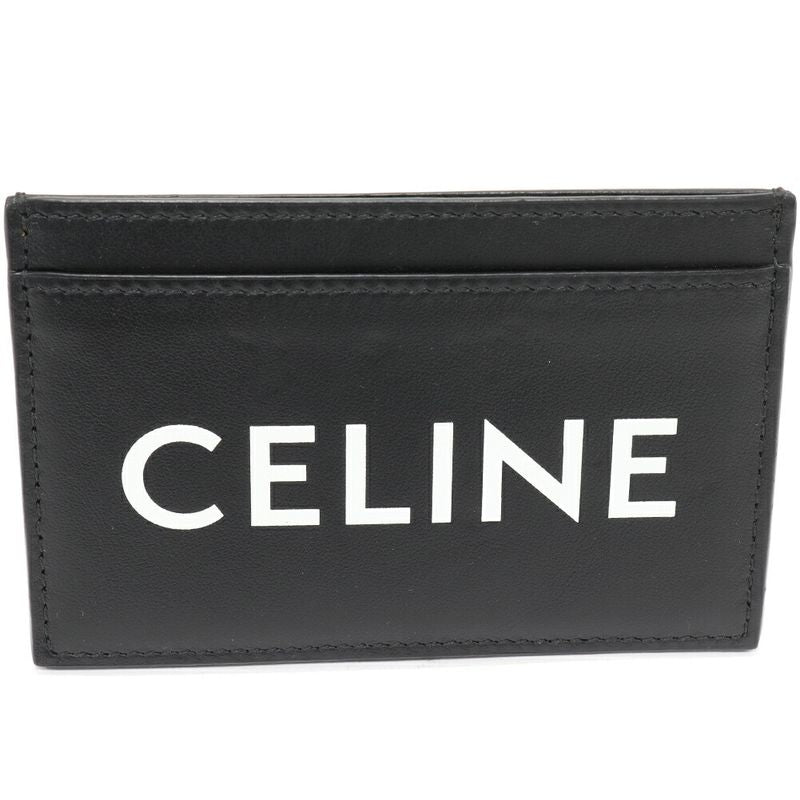 Celine Card Case Passcase Logo Card Case Card Holder Smooth Calfskin Black