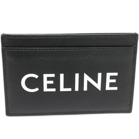Celine Card Case Passcase Logo Card Case Card Holder Smooth Calfskin Black