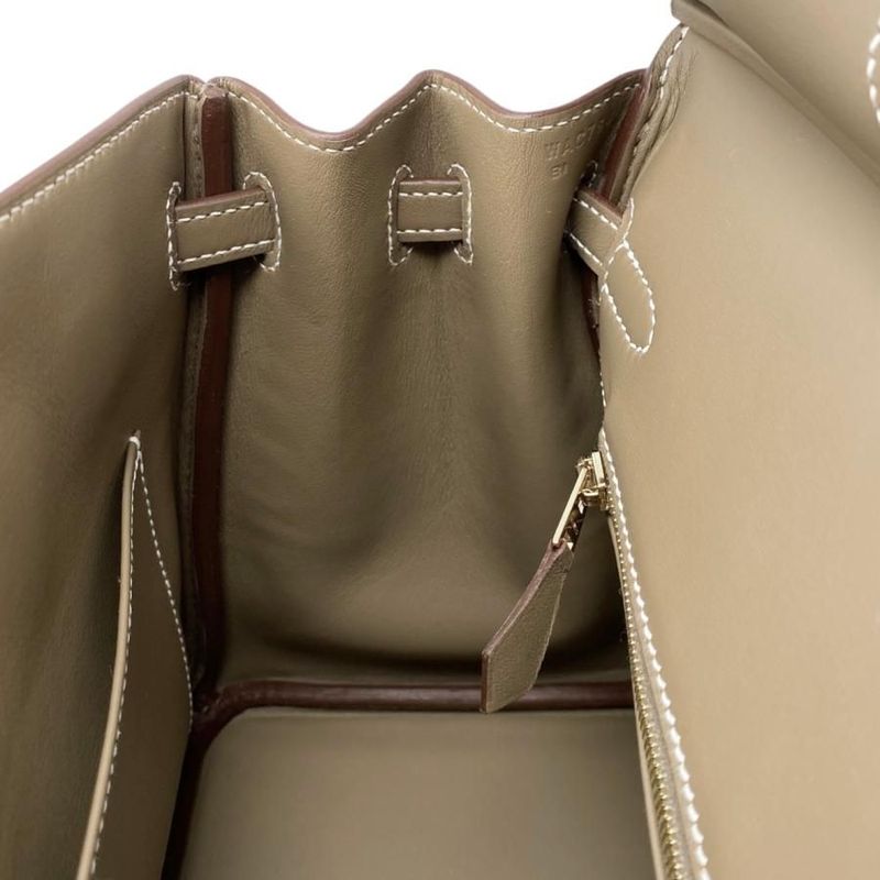 Hermes Handbag Birkin 25 W Engraved Swift Etoupe Glaze Gold Hardware Hermes