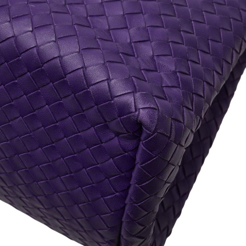 Bottega Veneta Intrecciato Handbag Tote Bag Purple Leather Women Bottega Veneta
