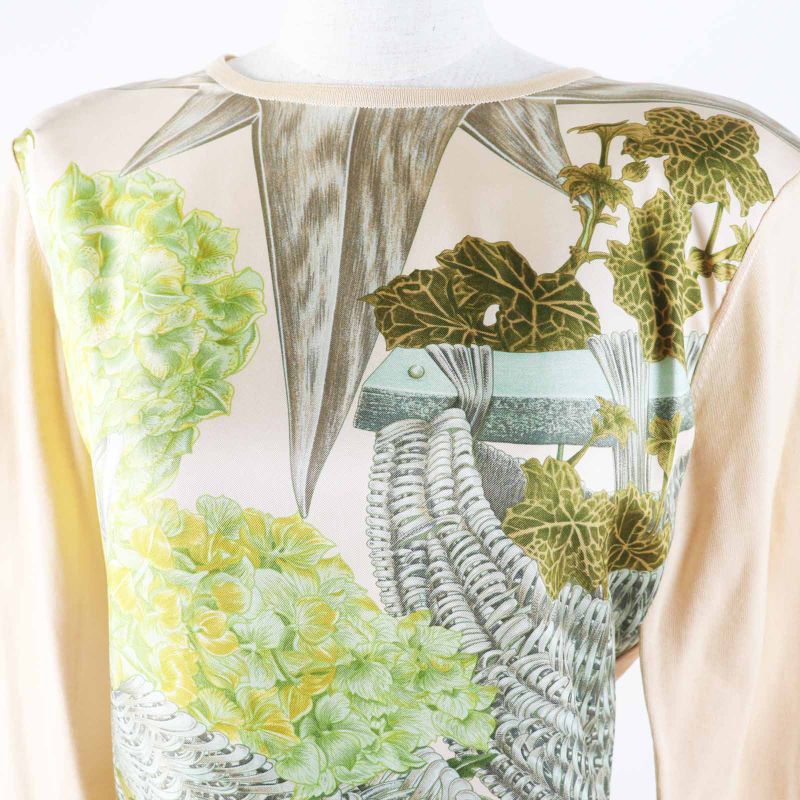 Hermes Passiflores Passionflower Silk Cotton Twill Raine Knit Cut And Sewn