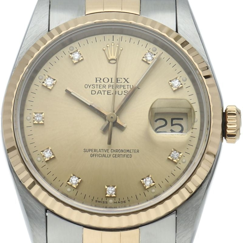 Rolex Datejust Watch Diamond 18k Yellow Gold SS Chien Pankara Polished