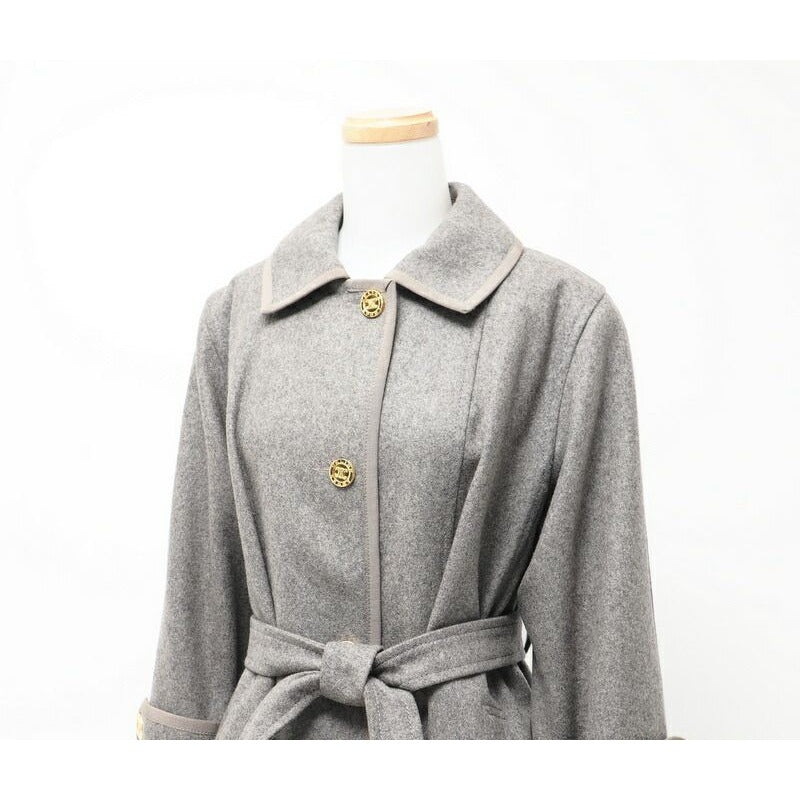 Celine Vintage Stainless Steel Collar Coat Belted Long Logo Buttons — view 3