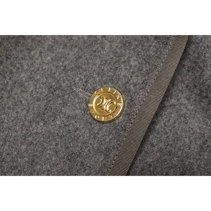Celine Vintage Stainless Steel Collar Coat Belted Long Logo Buttons — view 5