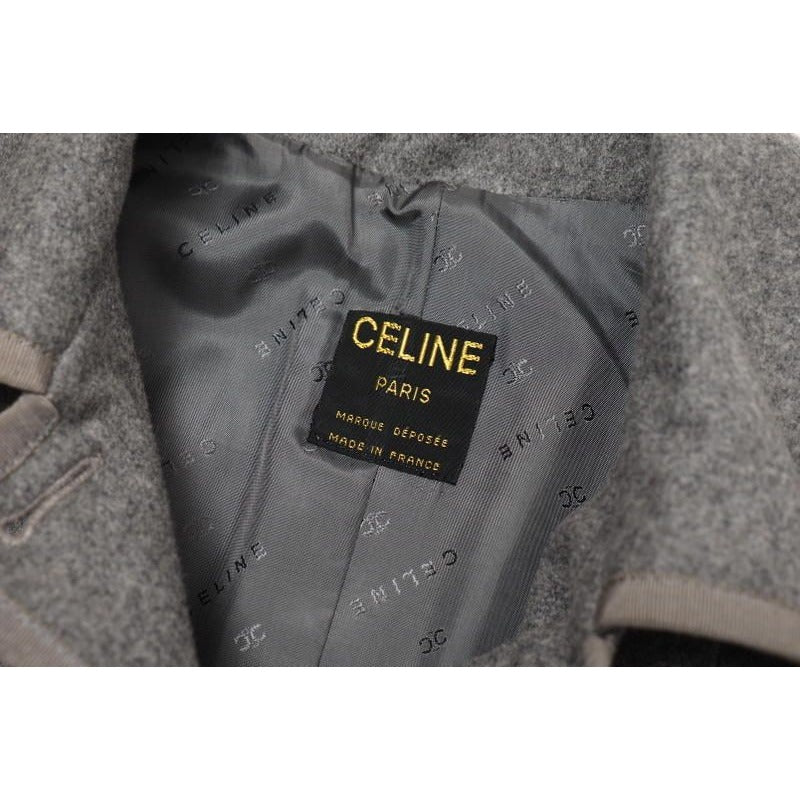 Celine Vintage Stainless Steel Collar Coat Belted Long Logo Buttons — view 7
