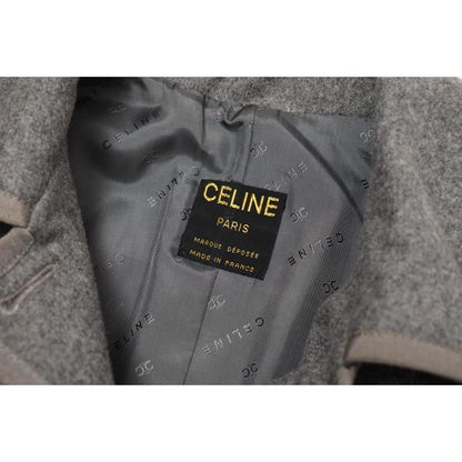 Celine Vintage Stainless Steel Collar Coat Belted Long Logo Buttons — view 7