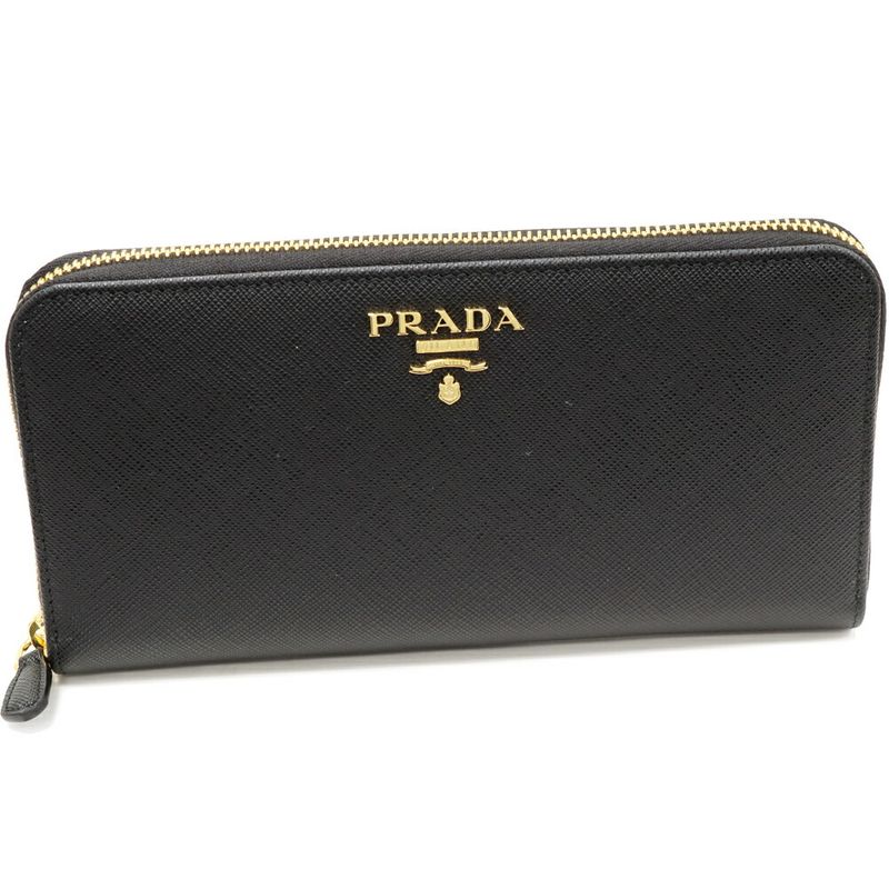 Prada Round Zipper Long Wallet With Change Pocket Saffiano Multicolor Zip