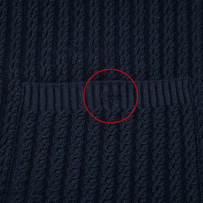 Chanel Knit Dress P59258 38 Cotton Wool Navy